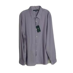 Perry Ellis Men's Button Up Non Iron‎ Shirt Size XXL Purple Long Sleeve, Cotton